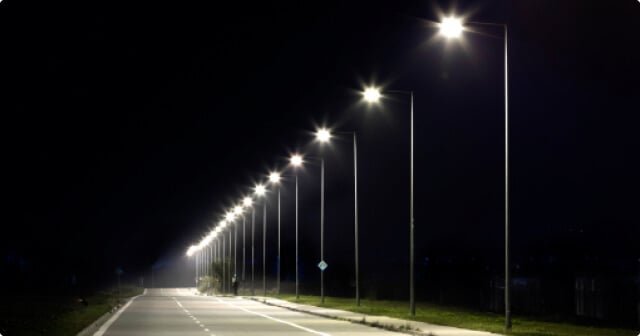 A street lighting tested by the SPPT at night.